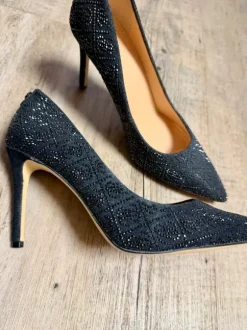 Guess Handtasche und Schuhe Gr. 37 high heels blau Glitzer