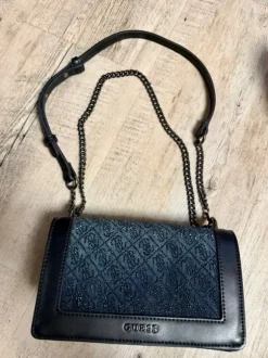 Guess Handtasche und Schuhe Gr. 37 high heels blau Glitzer