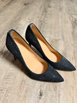 Guess Handtasche und Schuhe Gr. 37 high heels blau Glitzer