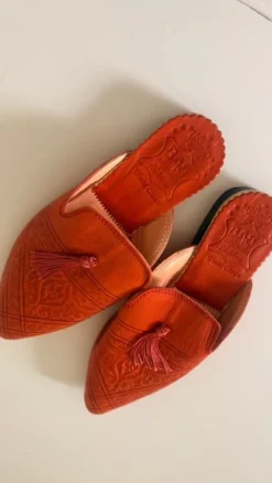 handgefertigte Leder-Mules / Babouches aus Marokko – Unikat – Gr. 38,5–39