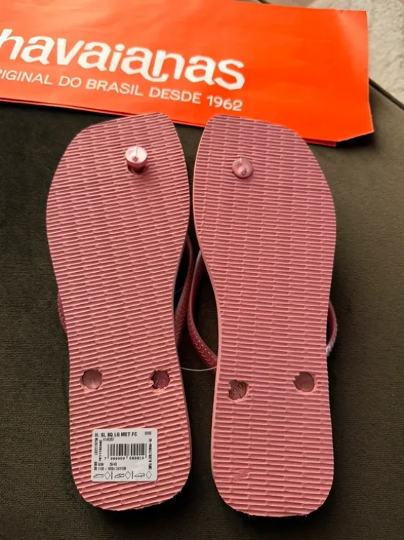 Havaianas | Slim Square Logo Metallic | Pink | 39/40