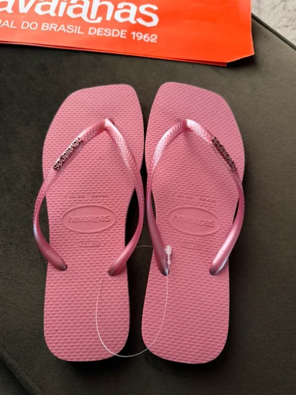 Havaianas | Slim Square Logo Metallic | Pink | 39/40
