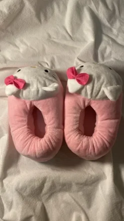 Hello Kitty Plush 3D Slippers | Pink & White | Size 39-41