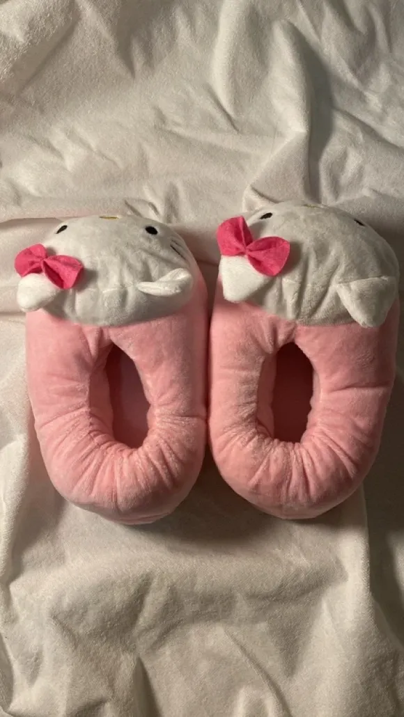 Hello Kitty Plush 3D Slippers | Pink & White | Size 39-41