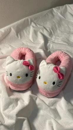 Hello Kitty Plush 3D Slippers | Pink & White | Size 39-41