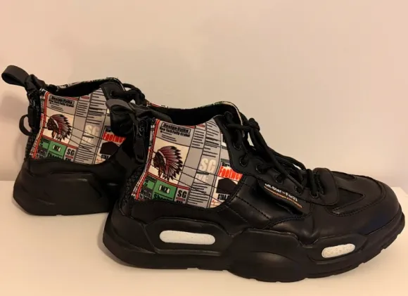 Herren Chunky Sneaker High Top Schwarz Streetwear Schuhe Trend Sneaker Print