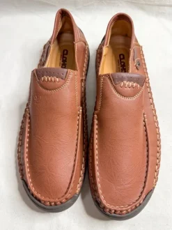Herren Leder Slipper / Mokassins / bequeme Freizeitschuhe Braun Gr. 47 🤎