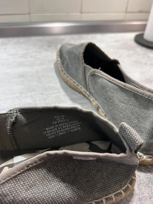H&M Espadrilles in Grau – Herren, Größe 43, neuwertig