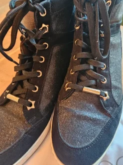 Hohe Sneaker Jimmy Choo schwarz Glitzer Gr. 38