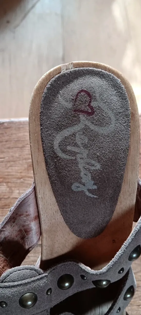 Houten slippers met hak merk Replay maat 39