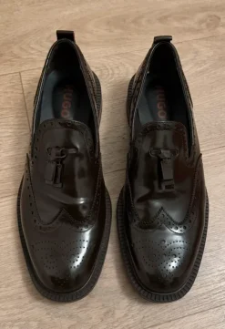 HUGO Lysander Dark Brown Leather Tassel Loafers