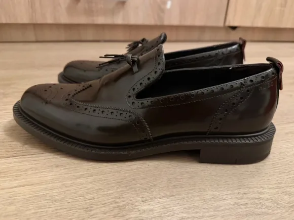HUGO Lysander Dark Brown Leather Tassel Loafers