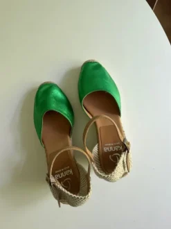Kanna metallic green espadrille with heels