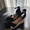 Keil Absatz, Schwarz, Sommerschuhe, hohe Schuhe
