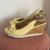 Keil Sandaletten Keil Wedges in Pastell Gelb Gr. 38