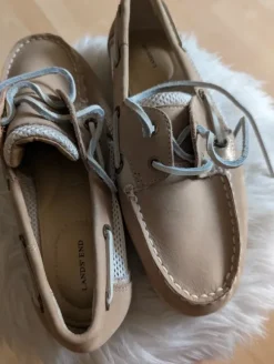 Lands' End Bootsschuhe/ Segelschuhe/ Mokassin Damen Beige Größe 37 Neu Echtleder/Wildleder.
