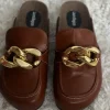 Laura Biagiotti Schuhe Clogs braun Gold Details