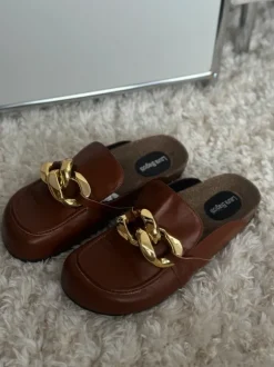 Laura Biagiotti Schuhe Clogs braun Gold Details