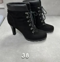 Lauren Ralph Lauren Stiefeletten Damen Schwarz Gr. 38 High Heels Schnürboots Elegant Party