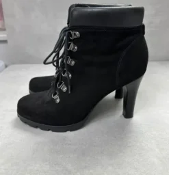 Lauren Ralph Lauren Stiefeletten Damen Schwarz Gr. 38 High Heels Schnürboots Elegant Party