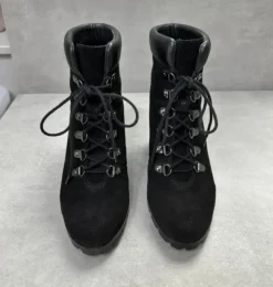 Lauren Ralph Lauren Stiefeletten Damen Schwarz Gr. 38 High Heels Schnürboots Elegant Party