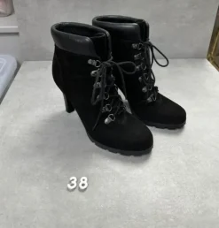 Lauren Ralph Lauren Stiefeletten Damen Schwarz Gr. 38 High Heels Schnürboots Elegant Party