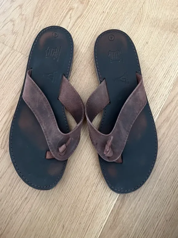 Leder-Flip-Flops (made in Greece) in Größe 43
