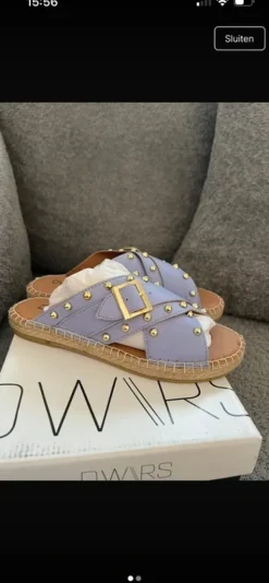 Lila leren slippers espadrillestijl maat 39