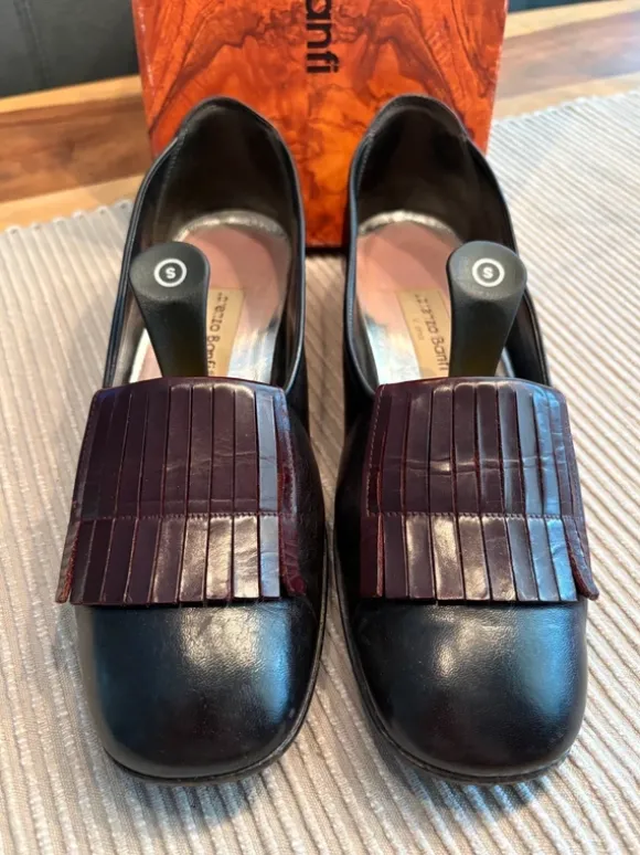 Lorenzo Banfi Damen Lederschuh schick, Größe 38,5, braune Lederriemen