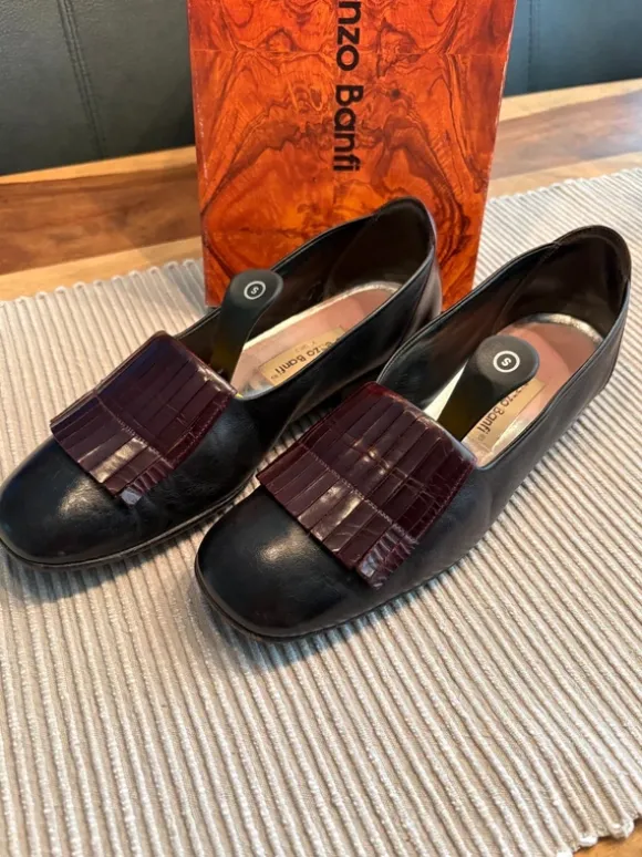Lorenzo Banfi Damen Lederschuh schick, Größe 38,5, braune Lederriemen