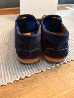 Marc Joseph Damen - Wildleder-Slipper 39,5 dunkelblau mit silberner Kordel