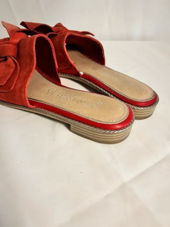 Marco Tozzi Leder Pantoletten Gr. 40 Korallenrot TOP
