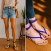 MYS-Sandalen – Schnürsandalen mit 3 Bändern (Grün, Blau, Lila)