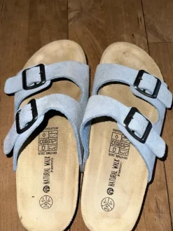 Natural Walk Pantoletten Leder Hellblau 38
