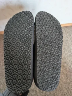 Neu, ungetragen: Hausschuhe Bio to Nature Gr. 41 Leder-Fußbett Sommerschuhe Komfort-Pantoletten blau