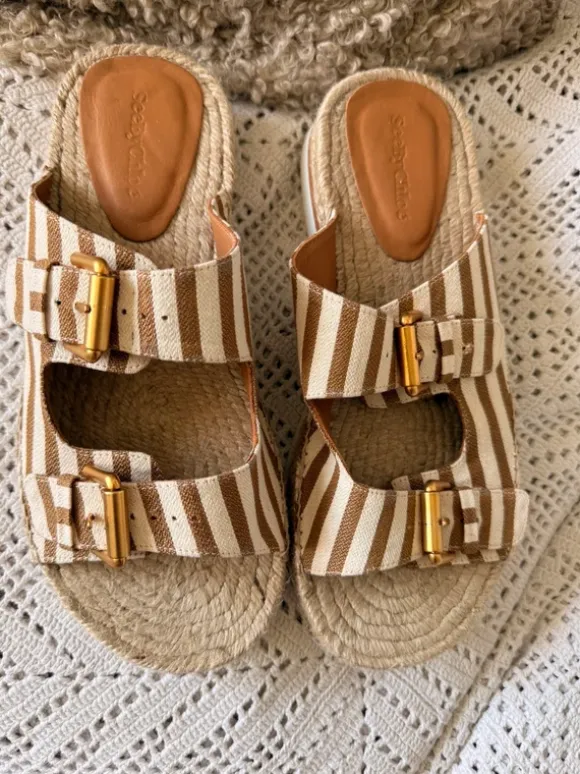 Neuwertige see bey Chloe Pantolette 41 beige weiss
