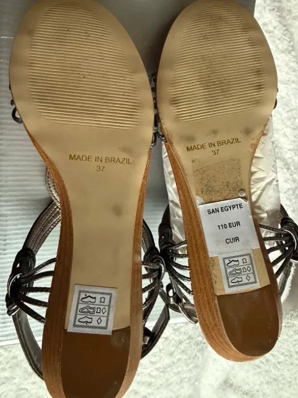 Nieuwe metallic zilveren feestsandalen 37