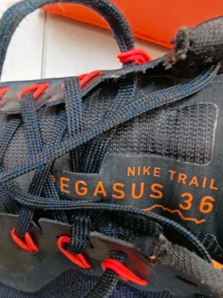 Nike Pegasus mt 12 (46)Mt 46 (valt als 45 want dat is mijn maat)Kleur: blauw en oranje