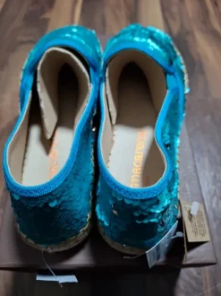 Original Pailletten Espadrilles Ballarinas von Macarena türkis, petrol, Gr. 38