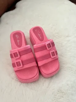 Pink platform sandals