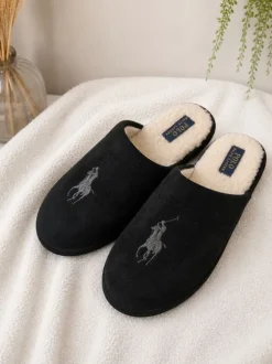 Polo Ralph Lauren Hausschuhe schwarz gefüttert Größe 41 eher 39/40neu