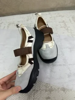 Retro Mary Jane Sneaker Flats Beige/Brown