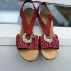 Rieker Rode Leren Sandalen 39 Comfort Boho Chic