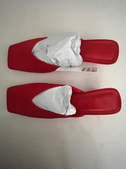 Rode satijnen muiltjes met hak H&M