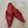 Rote Vintage Mules / Pantoletten in Flechtoptik – Größe 36