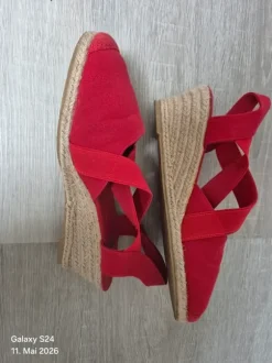 Sandalen Gr 41 rot Espadrilles Keilsandaletten