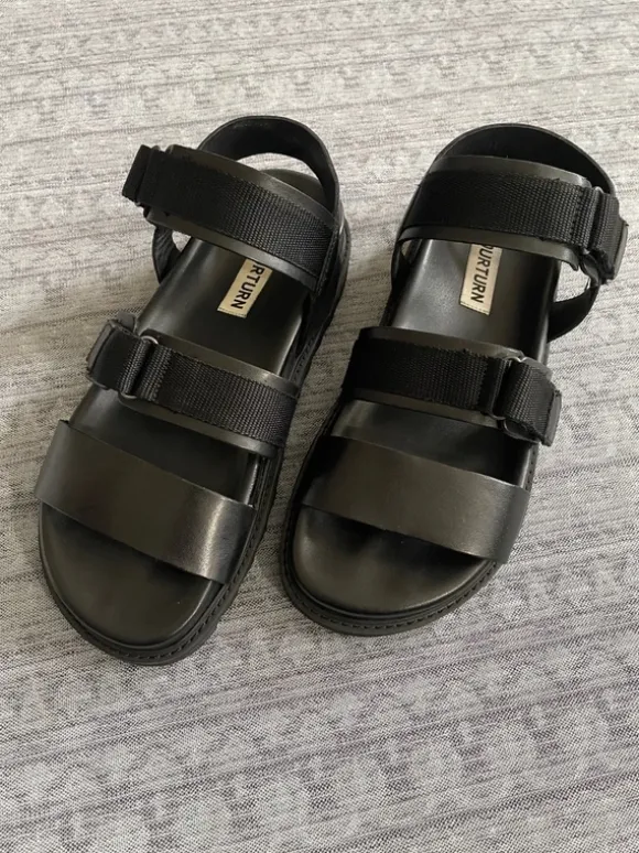 Sandalen, Leder, schwarz, Gr. 41