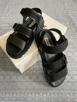 Sandalen, Leder, schwarz, Gr. 41