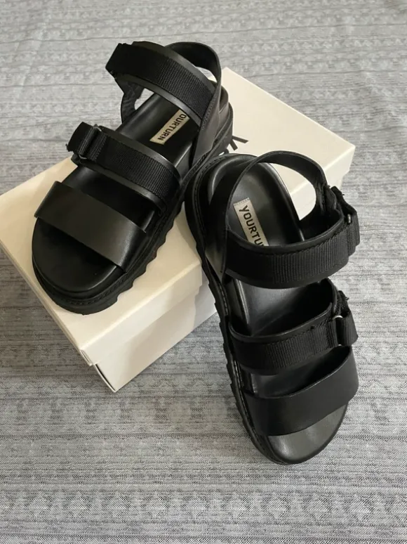 Sandalen, Leder, schwarz, Gr. 41