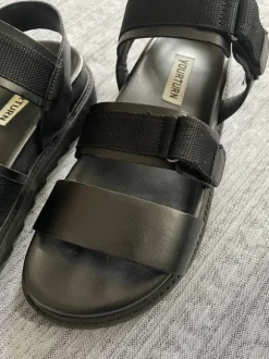 Sandalen, Leder, schwarz, Gr. 41
